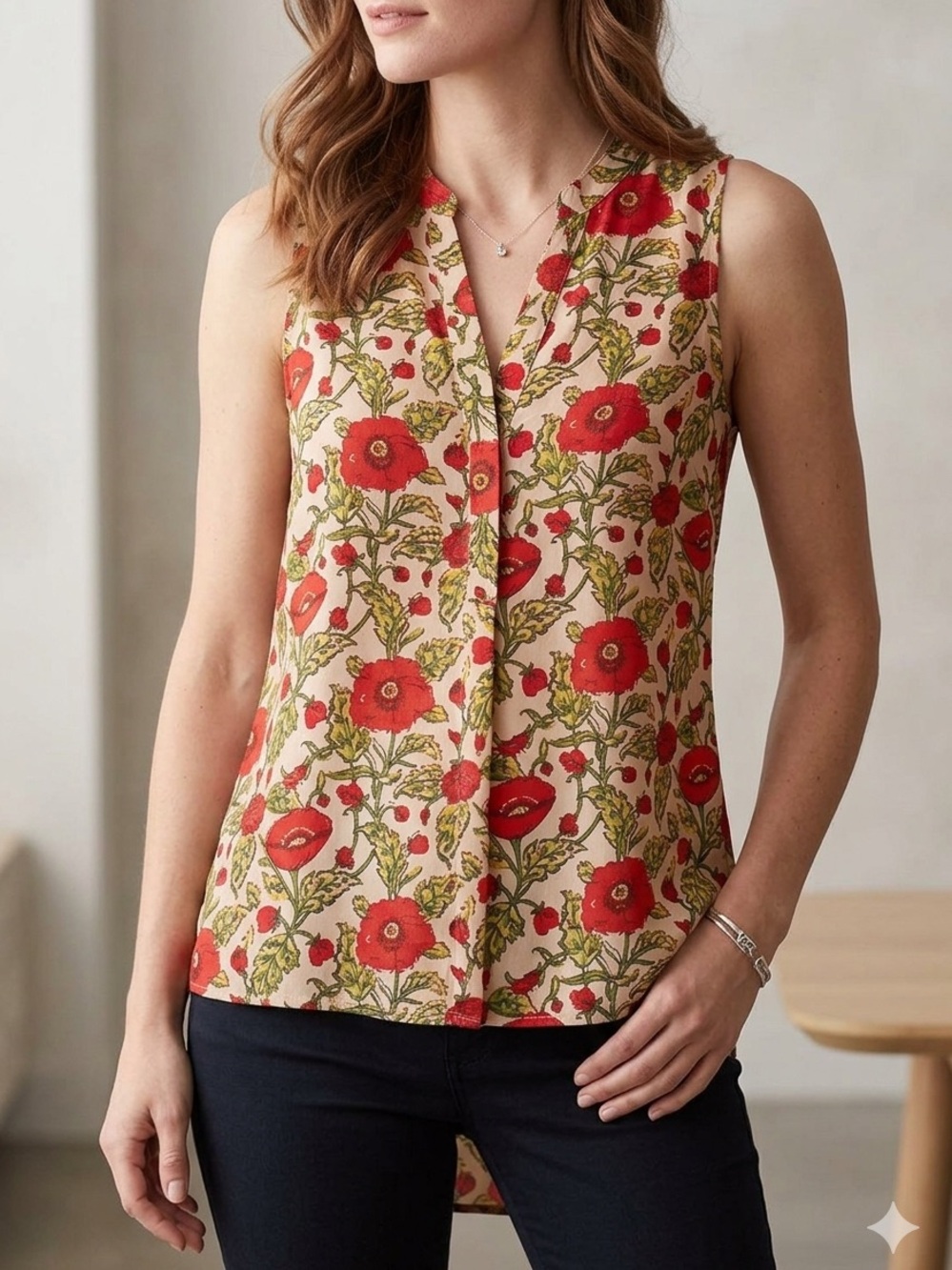 LET IT BE NWOT Sleeveless Floral Blouse